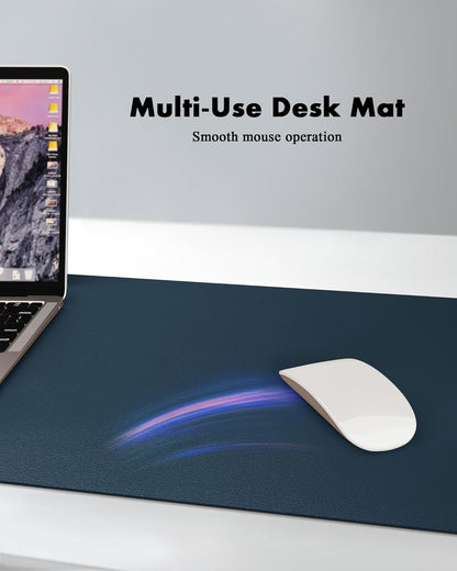 YSAGi Double-Sided Desk Pad, 31.5"x15.7"Leather Desk Mat, Eco Cork Desk Pad Protector,Large Mouse Pad,Waterproof Desk Blotter for Office/Home(Coffee)