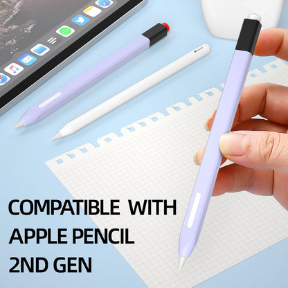 AZF Pencil Case Compatible with Apple Pencil 2nd Generation Case, Two Color Pen Cap Match, Silicone Comfort, Compatible with Magnetic Charging and Double Click. (Lavender Purple)