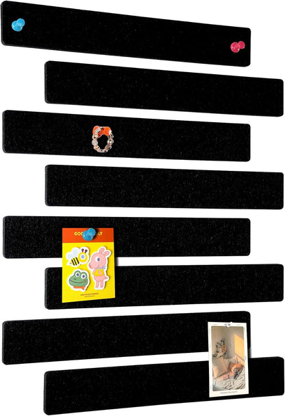 Cork Board for Walls - 8 Pack Felt Pin Board Bar Strips - Self-Adhesive Lightweight Bulletin Board - Cork Board for Office with 40 Push Pins No Damage for Wall