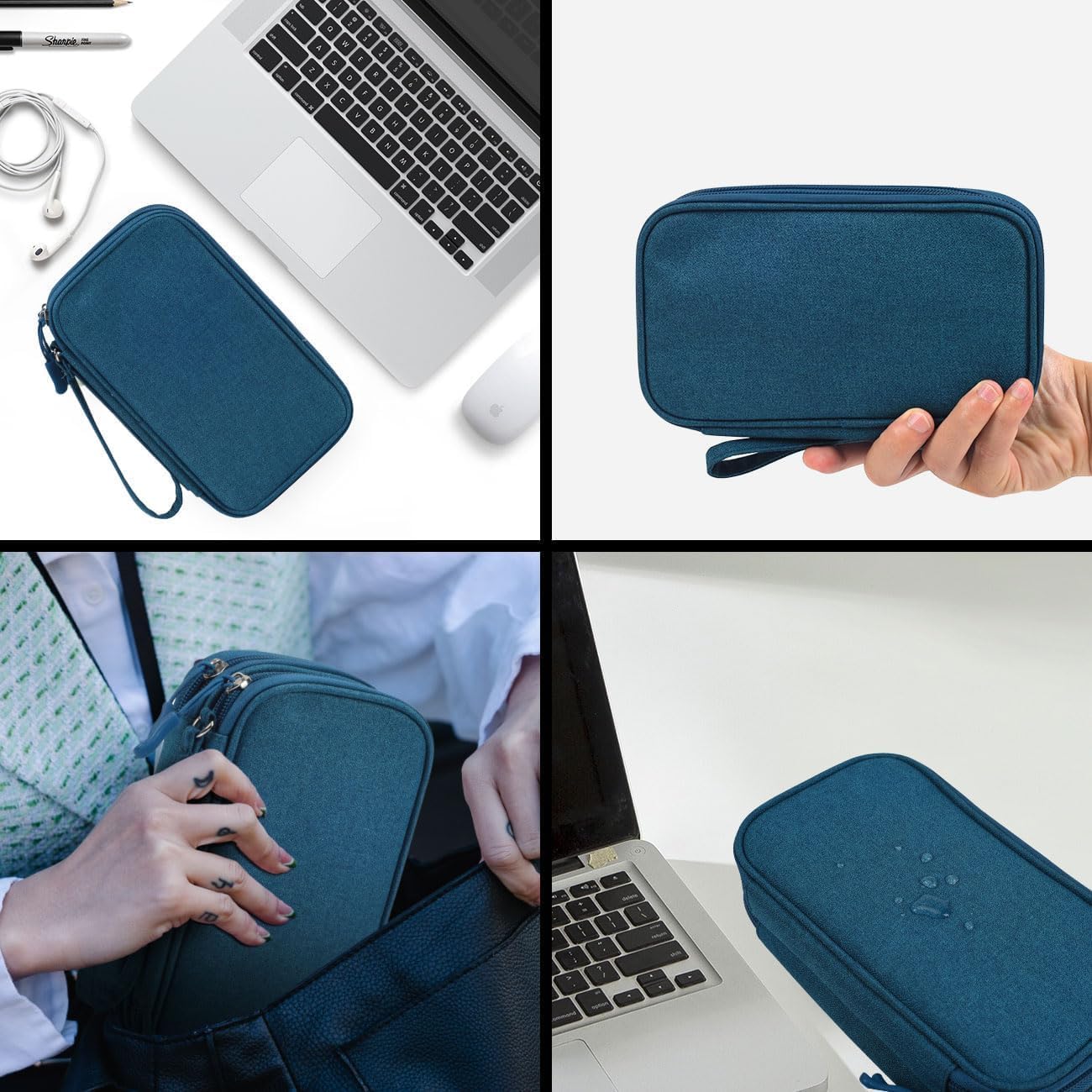 CAOODKDK Electronics Accessories Organizer Pouch Bag, Travel Universal Organizer for Cable, Charger, Phone, SD Card, Business Travel Gadget Bag