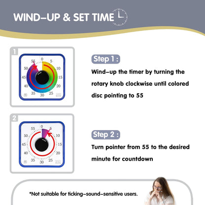 Visual Timer 7.5 inch; 60 Minute 1 Hour Countdown Timer for Kids Classroom Teaching Tool Home Office Meeting, Mechanical Countdown Clock for Exam Time Management Magnetic, Sky Blue with Colorful Disc