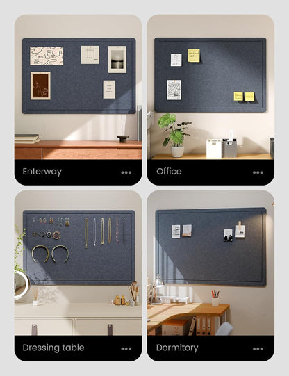Fluxynara Bulletin Board, 23.6" x 17.5" Cork Board Alternative with 12 Safe Removable Adhesive Tabs, Foldable Felt Pin Board for Home Office, Classroom, Bedroom,Entryway for Walls—Sage
