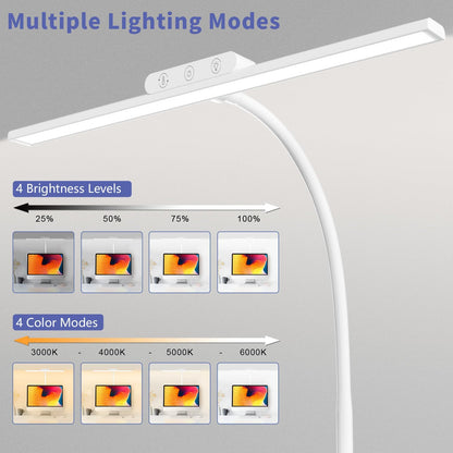KableRika Desk Lamp Double Light: Bright Led Desk Lights for Home Office - Eye Care Reading Table Lamps with Base - Dimmable Desktop Lighting for Computer Monitor Study Drafting