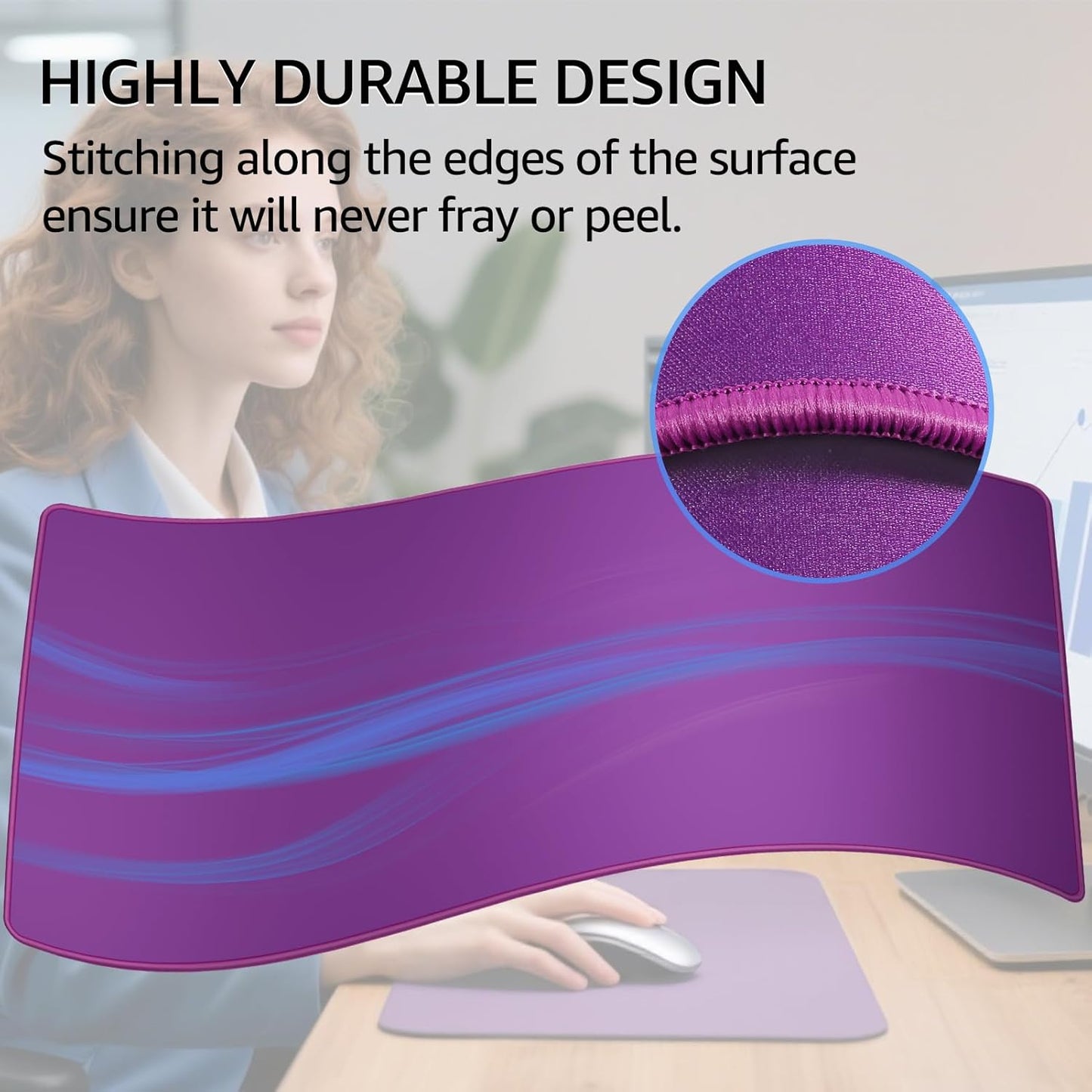 KTRIO Large Gaming Mouse Pad Desk Mat, Superior Micro-Weave Cloth for Precise Mouse Control, Non-Slip Rubber Base, Stitched Edges, Water-Resistant, for Gamer, Office & Home, 31.5" x 11.8" inches