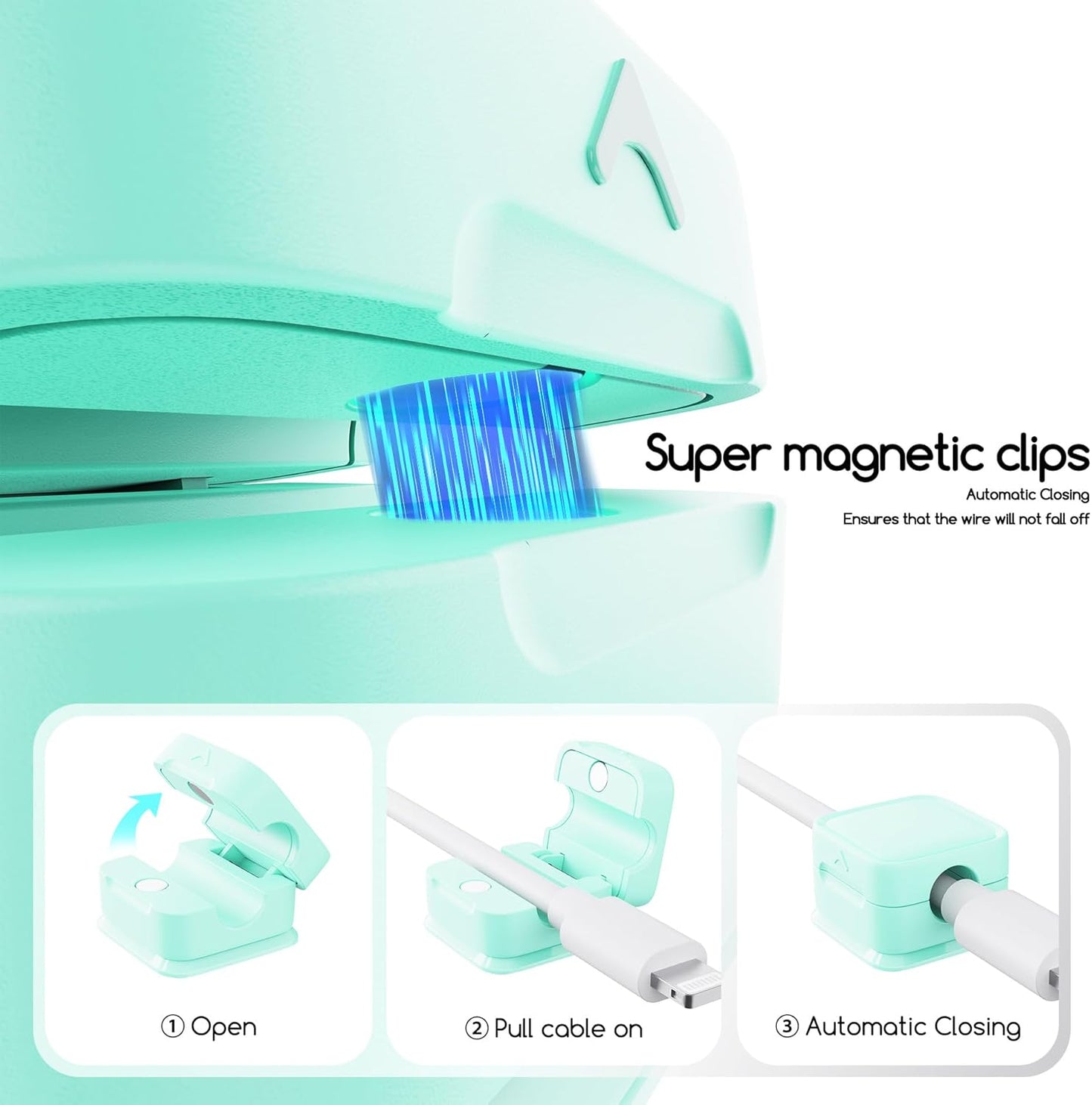 Cord Organizer Holder, 8 Pack Magnetic Desk Cable Clips Management, Hide Phone Charging Cable Keeper, Strong Adhesive Wire Charger Holder for Nightstand, Kitchen Appliances, Office Supplies