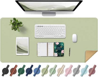 Non Slip Desk Mat, 31.5" x 15.7" PU Leather Desk Pad, Cork Desk Mat for Desktop, Desk Pad for Keyboard and Mouse, Ideal for Office and Home, Black