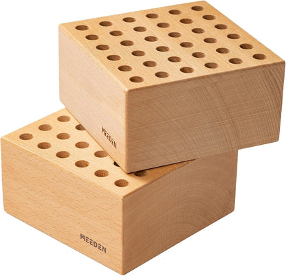 MEEDEN Beechwood Pencil and Brush Holder: 36 Holes Paint Brush Storage Organizer & Holder Rack - Wooden Block Pencil Holder for Paintbrushes, Pens and Art Tools - Paint Brush Holder Display Stand