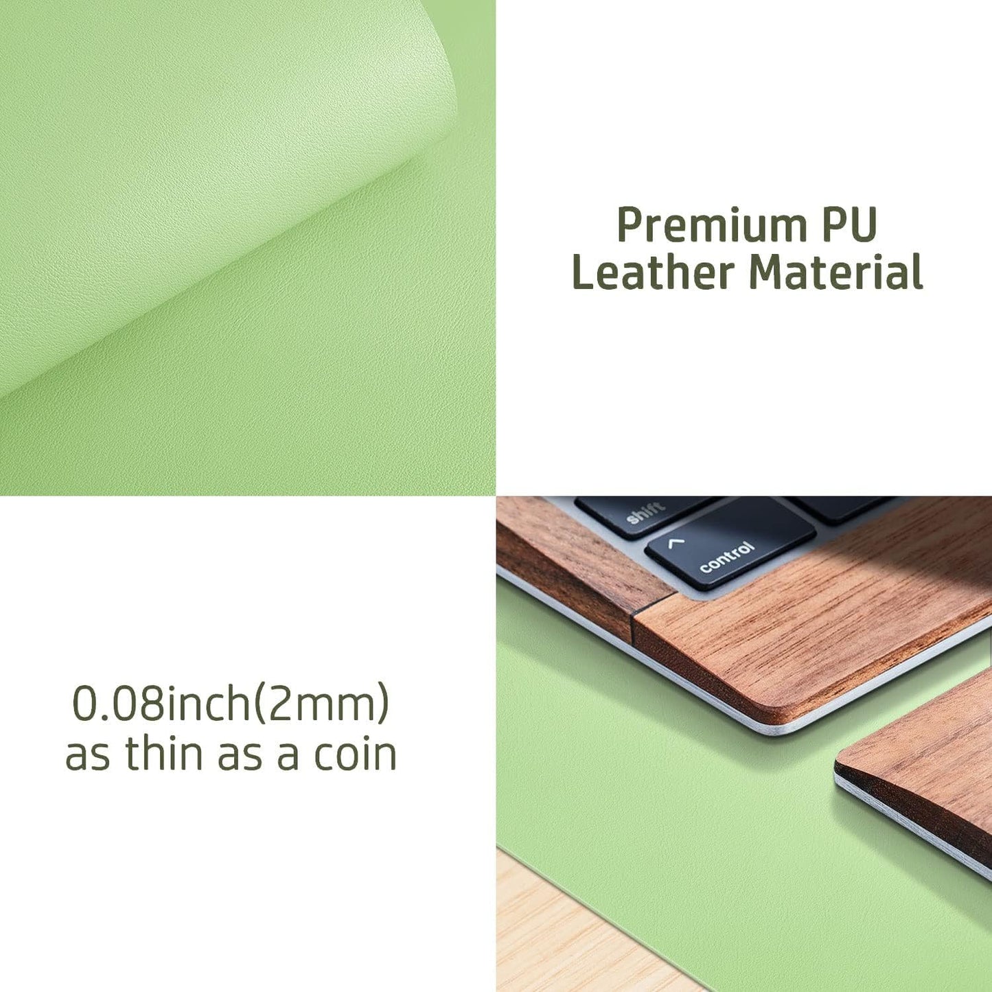 Aothia Non-Slip PU Leather Waterproof Laptop Desk Pad Protector, Blotter Mat, Writing and Mouse Pad for Office & Home, Beige, 23.6" x 13.7" - Colors B