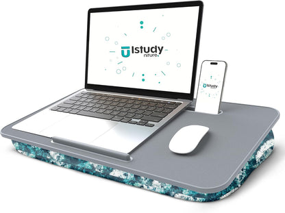 Lap Desk, Portable Laptop Stand with Washable Cushion, Fits up to 17 inch Laptop, with Device Ledge and Phone Holder, Use on Bed,Couch, Sofa, Floor, Home Office– ISTUDYNITURE (Large, Black)