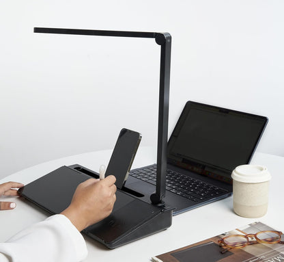 Desktop Dry Erase Board with Charger and LED Lamp (White)