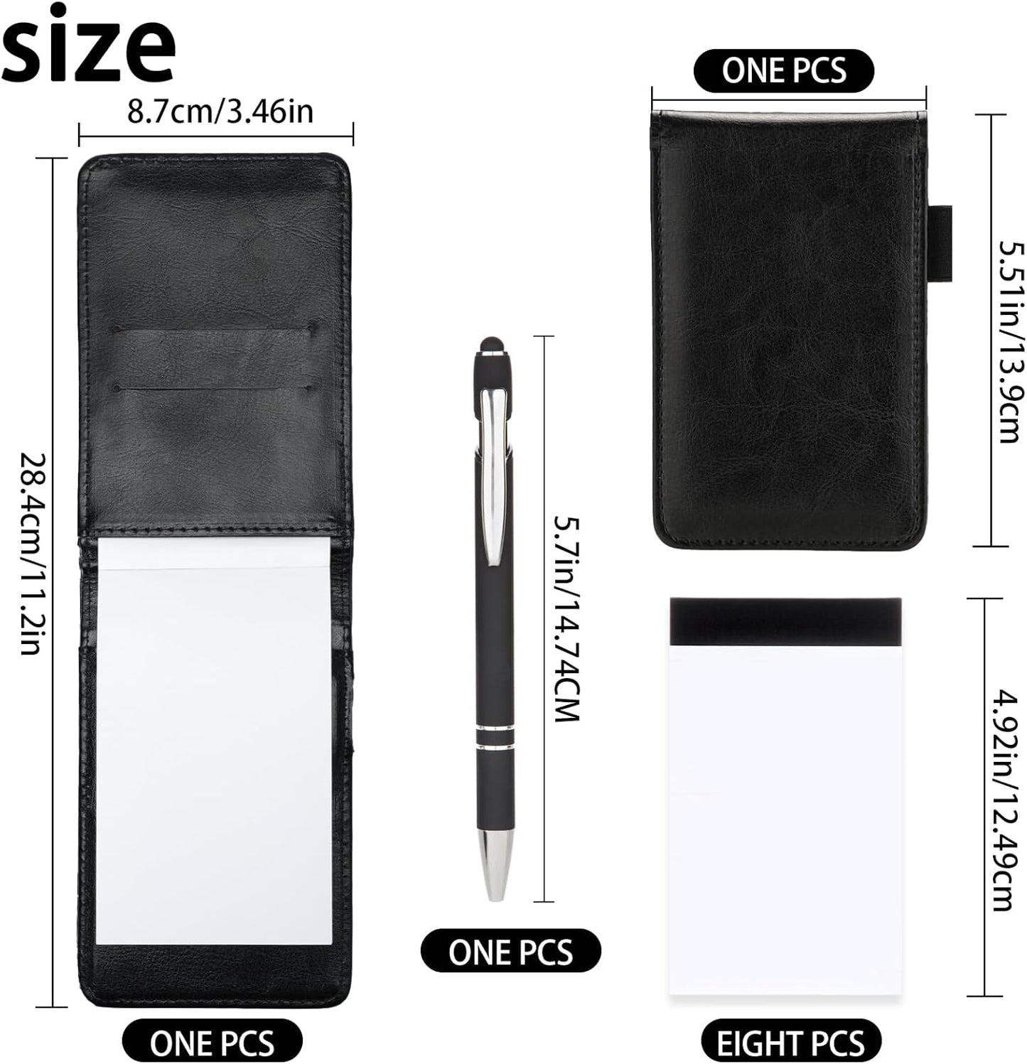 Camelmother 10 Pieces Small Notepad Holder Set Pocket Notebook 3 x 5 Inch with Pen