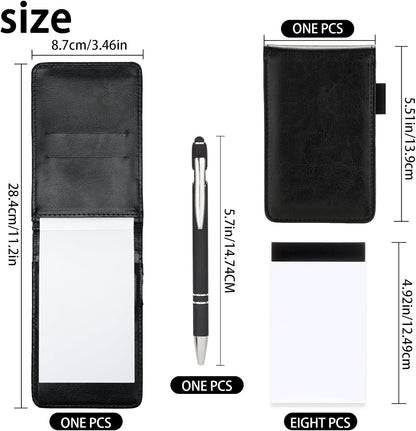 Camelmother 10 Pieces Small Notepad Holder Set Pocket Notebook 3 x 5 Inch with Pen