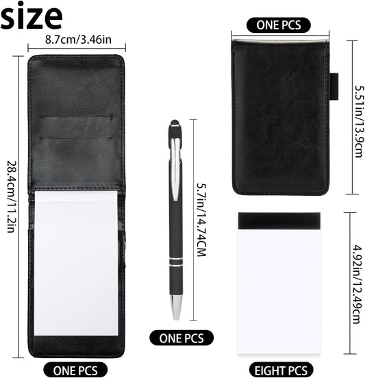 Camelmother 10 Pieces Small Notepad Holder Set Pocket Notebook 3 x 5 Inch with Pen