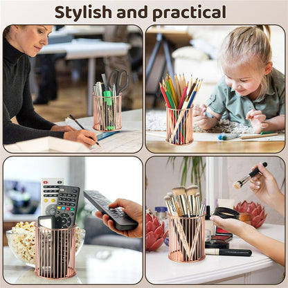 2 Sets Metal Pen Holder for Desk,Makeup Brushes Cup Holder, Pencil Holders, Pen cup, Home and Office Organizer, Black