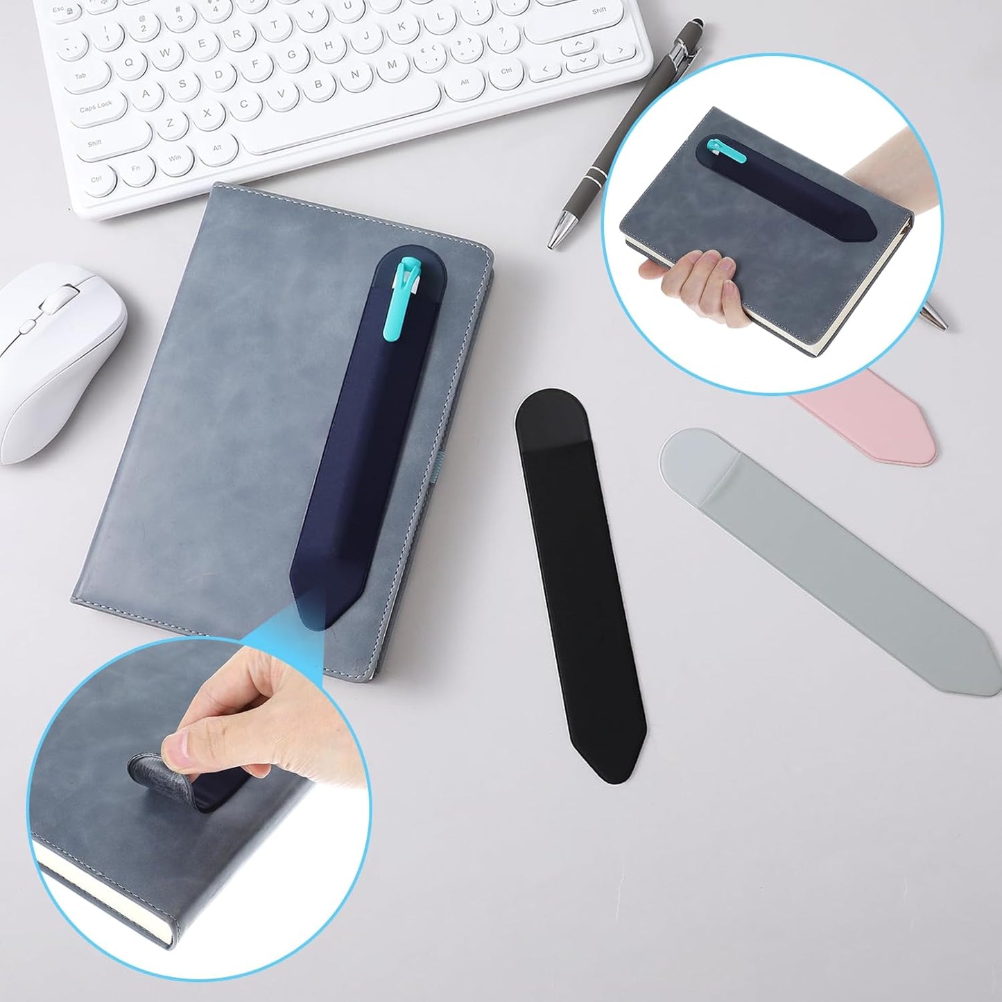 4PCS Universal Stylus Holder, Self-Adhesive Stylus Pen Case, Elastic Tablet Pen Holder for Various Types of Styluses