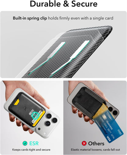 ESR Geo for MagSafe Wallet with Full Find My Functionality, RFID Blocking, 5 Cards Holder for Phone Case, Strong Magnetic Wallet for iPhone 17e/17/16/15/14/13/12 Series, Not for 13/12 Mini, Black