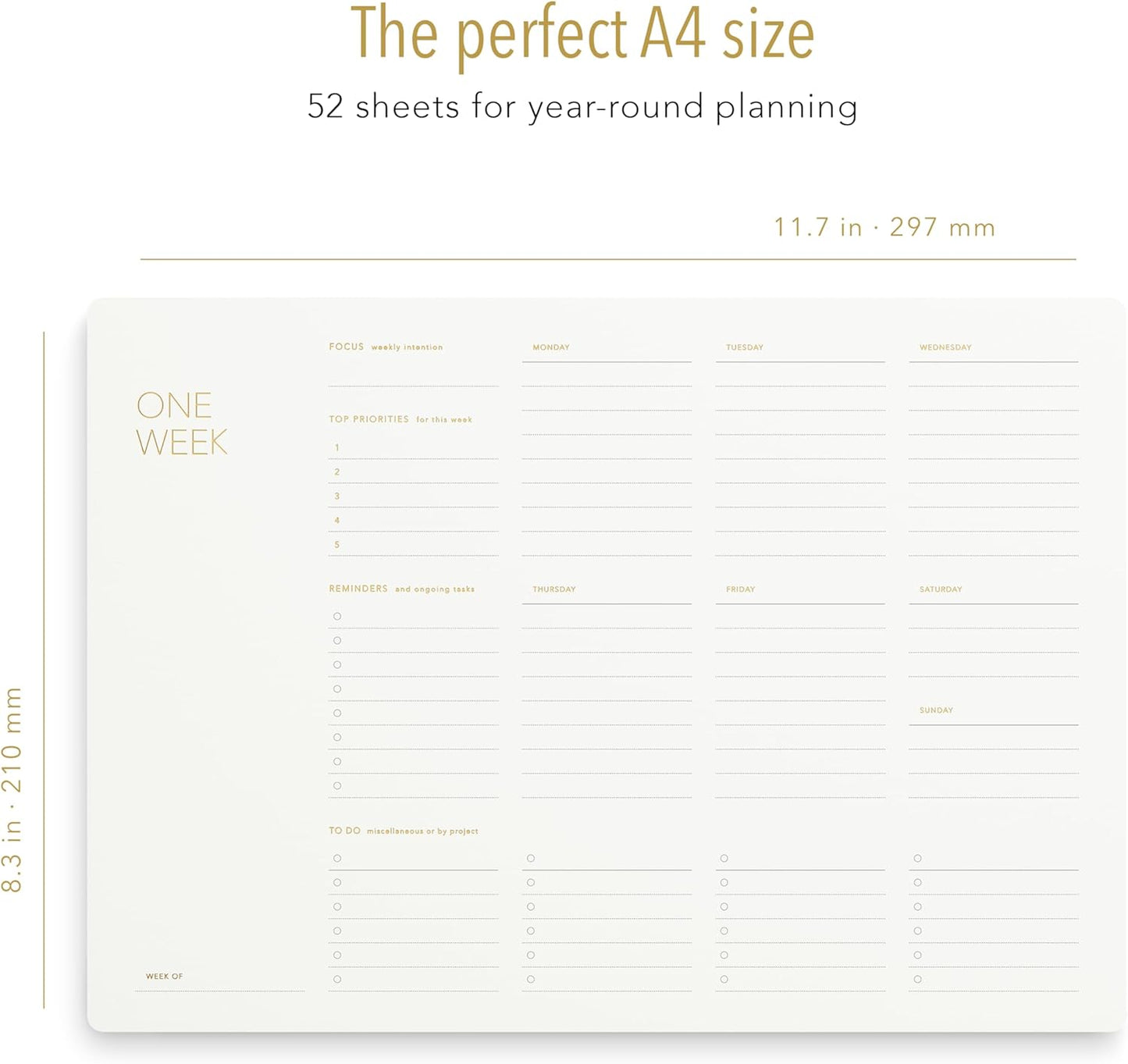 Pinesman - Elegant To Do List Notepad with Mouse Pad Feature, 11.22" x 7.87", 50 Tear-Off Sheets, Gold Foiled, Daily Planning, Eco-friendly To Do List Planner, FSC™ Certified To Do List Notebook for Work