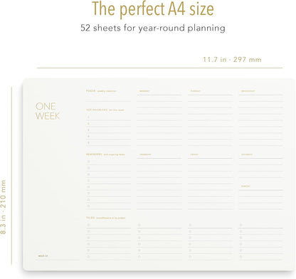 Pinesman - Elegant To Do List Notepad with Mouse Pad Feature, 11.22" x 7.87", 50 Tear-Off Sheets, Gold Foiled, Daily Planning, Eco-friendly To Do List Planner, FSC™ Certified To Do List Notebook for Work