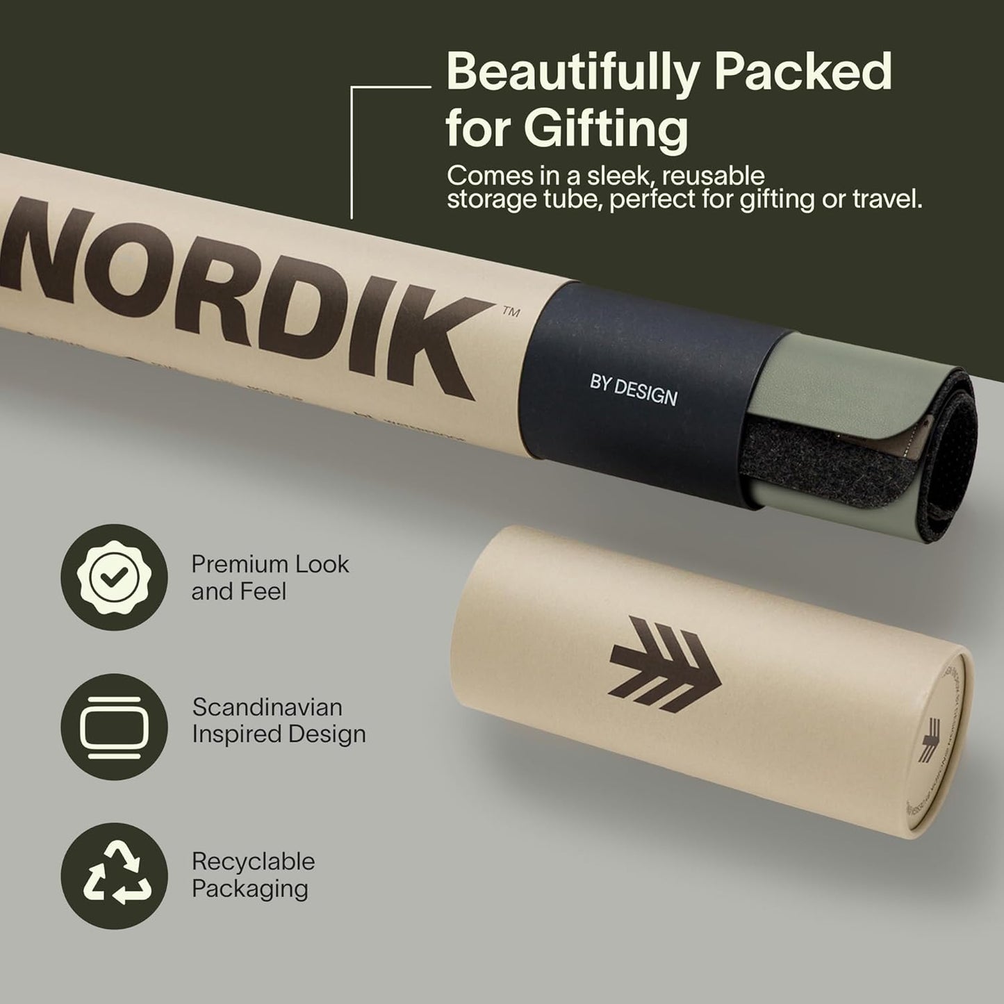 Nordik Felt and Leather Desk Mat - Willow Haze Sage - 35x17 Inch Felt and Vegan Leather Desk Blotter with Document Hideaway - Large Computer Mats for Desktop - Ideal Keyboard Mat for Office and Home