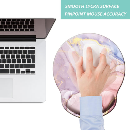 Mouse Pad with Wrist Support, Ergonomic Mouse Pad with Memory Foam Wrist Rest Cushion, Non-Slip Rubber Base Gaming Mice Pad for Home Office Computer Laptop, Flowers Grass