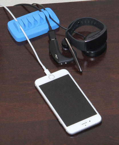 Desktop Cable Organizer, Weighted, Eco-Friendly Silicone, No Bad Smell, Bundled with 4 Reusable Cable Ties (Black)