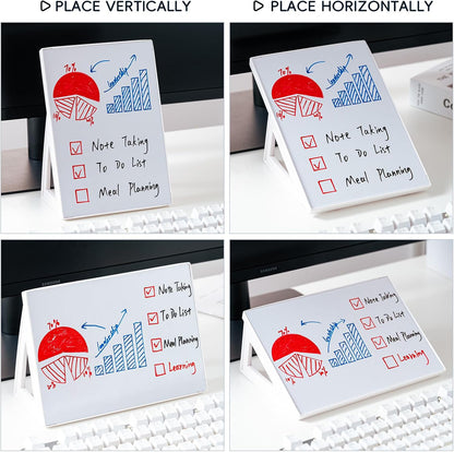 Magnetic Dry Erase Board White Board, 8.3'' x 5.8'', Small Stand-Up or Hangable Desktop Dry Erase White Board, Mini Dry Erase Whiteboard Easel for Desk with One Marker and Two Magnets