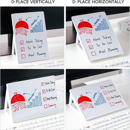 Magnetic Dry Erase Board White Board, 8.3'' x 5.8'', Small Stand-Up or Hangable Desktop Dry Erase White Board, Mini Dry Erase Whiteboard Easel for Desk with One Marker and Two Magnets