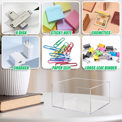 Acrylic Post It Note Dispenser,3 x 3 Sticky Note Holder,Post It Note Holder for Desk,Acrylic Sticky Note Holder for School and Office Desk Organizer