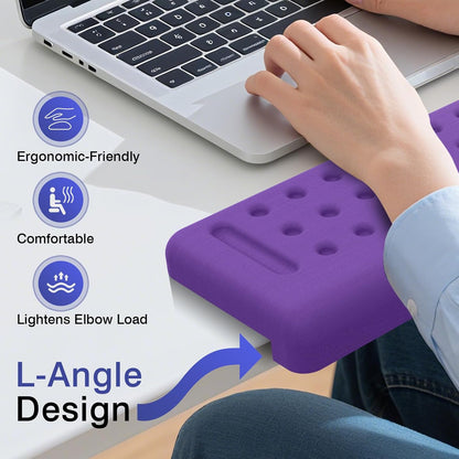 L-Shaped Desk Edge Cushion, 2 PCS Elbow Rest for Desk with Ergonomic Support, Memory Foam Elbow Pad & Arm Rest for Palm, Wrist & Forearm, Non-Slip & Separate Design, Office & Home, Black