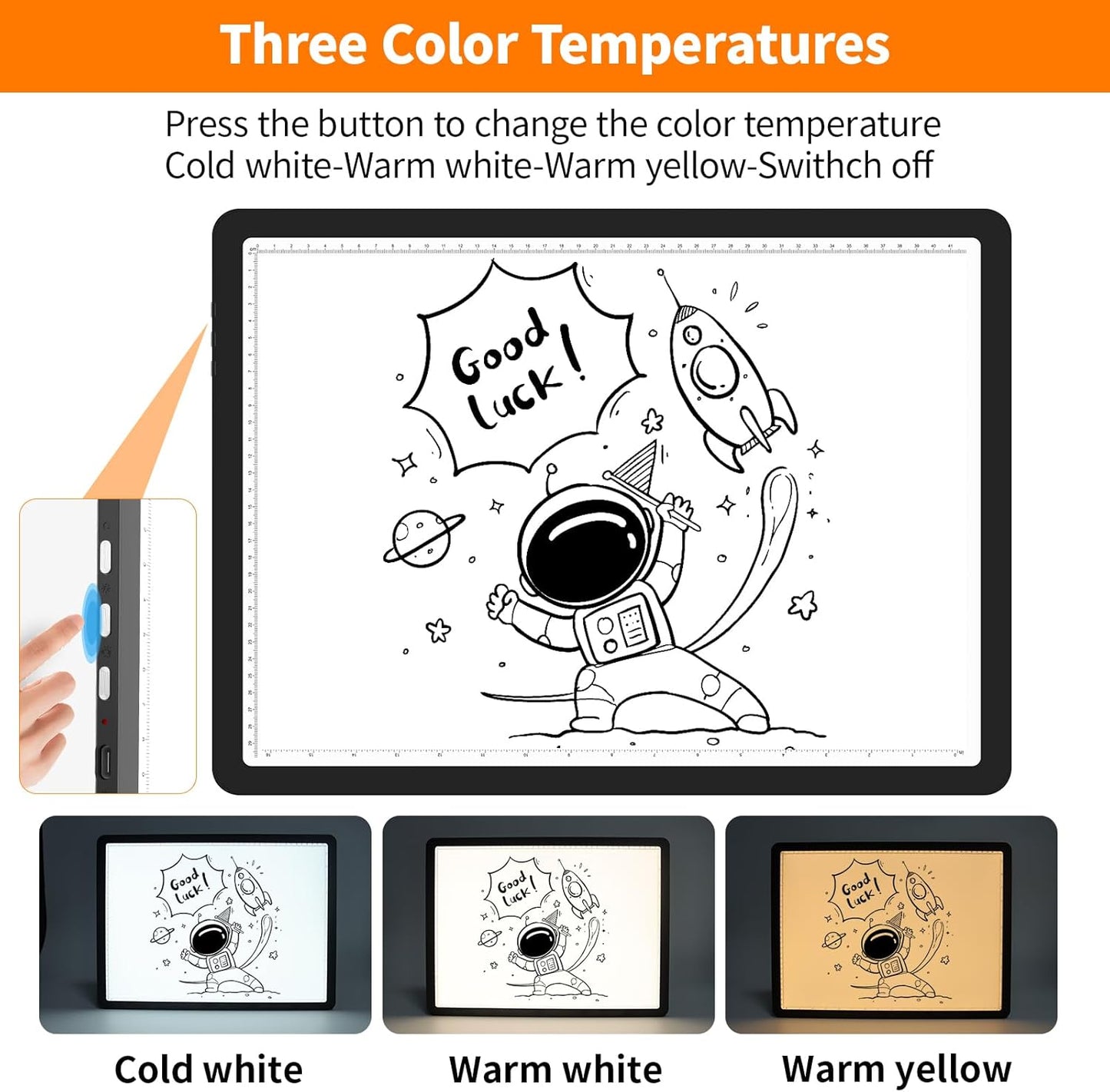 Elice Magnetic A4 Light Board for Diamond Painting, Ultra-Thin Tracing LED Light Box with Side Buttons, Super Bright Diamond Art Light Pad, Light Table for Drawing, Sketching, Weeding Vinyl - Black
