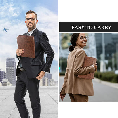 ProCase Portfolio Business Padfolio Folder with Zipper, Conference Meeting Executive File Legal Document Organizer with Pockets Letter Size A4 Writing Pad Notepad Padfolio -Black