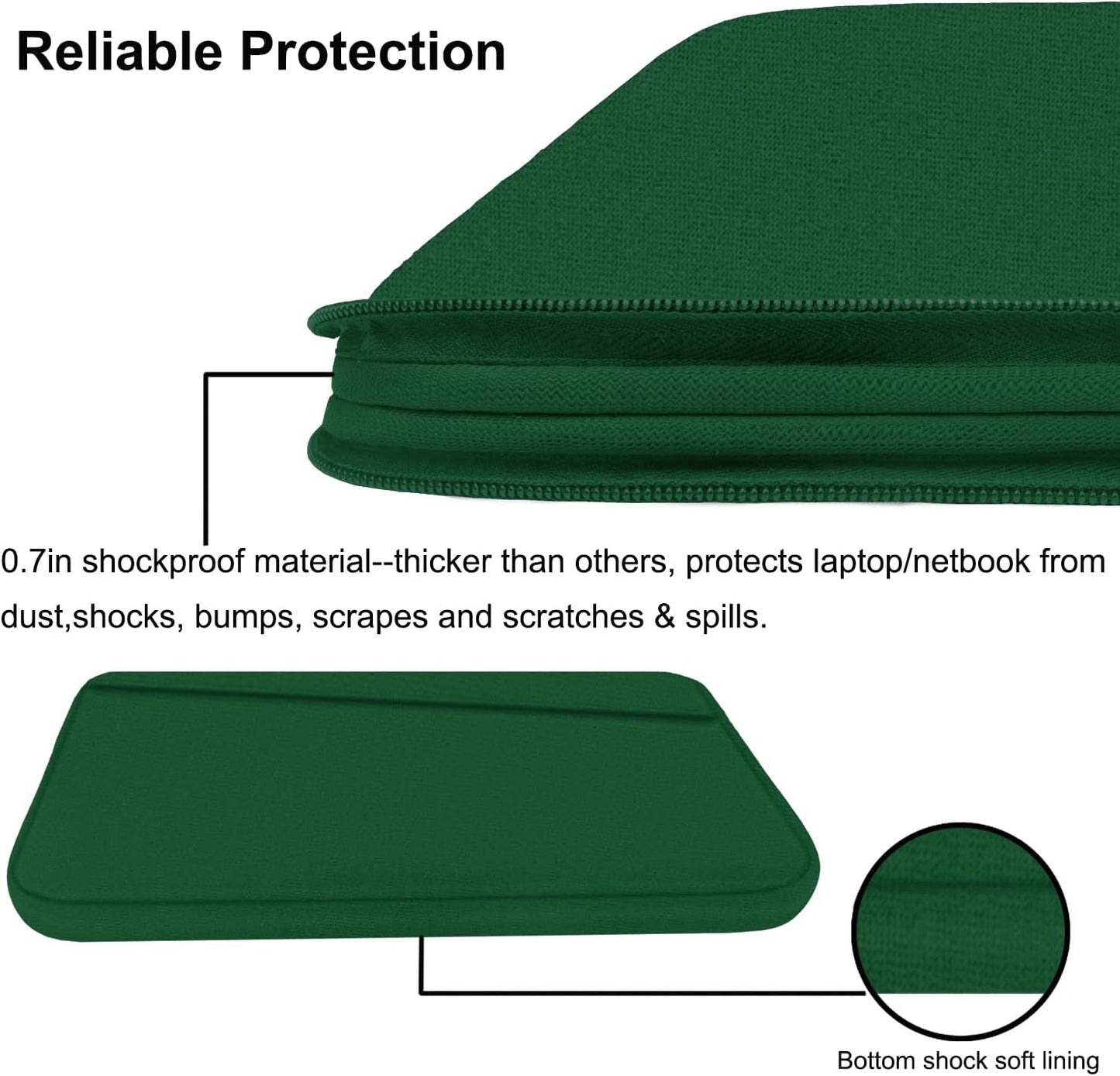 Laptop Sleeve 15.6 inch, Durable Computer Carrying Bag Protective Case Briefcase Handbag with Front Pocket, Slim Laptop Cover for 15-16 Inch HP, Dell, Lenovo, Asus, Notebook, Black