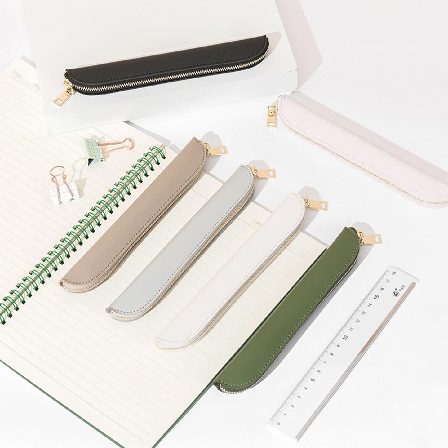 Pencil Case Durable Pencil Pouch for Pens School Featuring Oxford Lap Design (Khaki,Oxford)