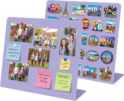 Geyoga 2 Pack Magnetic Bulletin Board with Stand, 16 x 12 Inch Black Magnet Display Board for Memo, Menu, Notes, Photos, for Kitchen Countertop, Office Desk, School
