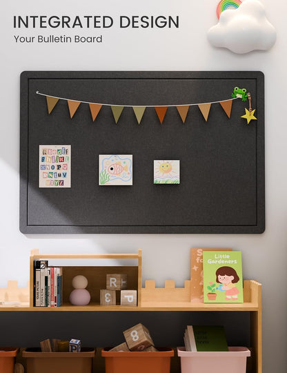 Fluxynara Bulletin Board, 23.6" x 17.5" Cork Board Alternative with 12 Safe Removable Adhesive Tabs, Foldable Felt Pin Board for Home Office, Classroom, Bedroom,Entryway for Walls—Sage
