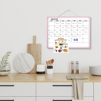 Monthly Whiteboard Calendar for Wall, Small 16" x 12" Dry Erase Board with Plastic Frame, Hanging Dry Erase Calendar with 3 Mini Sticky Notes for Kitchen Planner, Memo, Home and Office