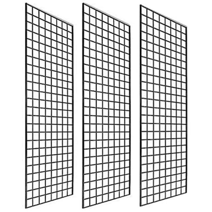 Only Garment Racks #1900B (Box of 3) Grid Panel for Retail Display - Perfect Metal Grid for Any Retail Display, 2'x 6', 3 Grids Per Carton (Black Finish)