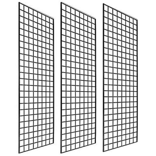 Only Garment Racks #1900B (Box of 3) Grid Panel for Retail Display - Perfect Metal Grid for Any Retail Display, 2'x 6', 3 Grids Per Carton (Black Finish)