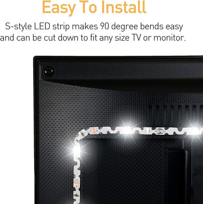 Luminoodle Color Bias Lighting, USB TV and Monitor Backlight LED Strip Lights Kit with Dimmer, Remote - 6.6 ft for 24" to 60" TV - Medium