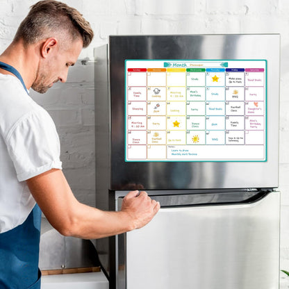 MaxGear Weekly Dry Erase Board for Fridge, 16"x12" Magnetic Calendar Whiteboard Planner for Refrigerator with Stain Resistant Technology, Include 7 Fine Point Markers and 1 Eraser