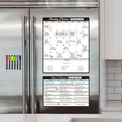 Magnetic Dry Erase List Board - 4"x12" Multifunctional List Board for Fridge - 6 Extra Fine Point Markers Included - Shipped Flat