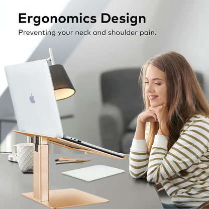 Laptop Stand for Desk, Ergonomic Sitting and Standing Laptop Riser for Notebook MacBook 11-17 Inches，DJ Laptop Stand Adjustable Height from 7-15 Inches Aluminum(Black)