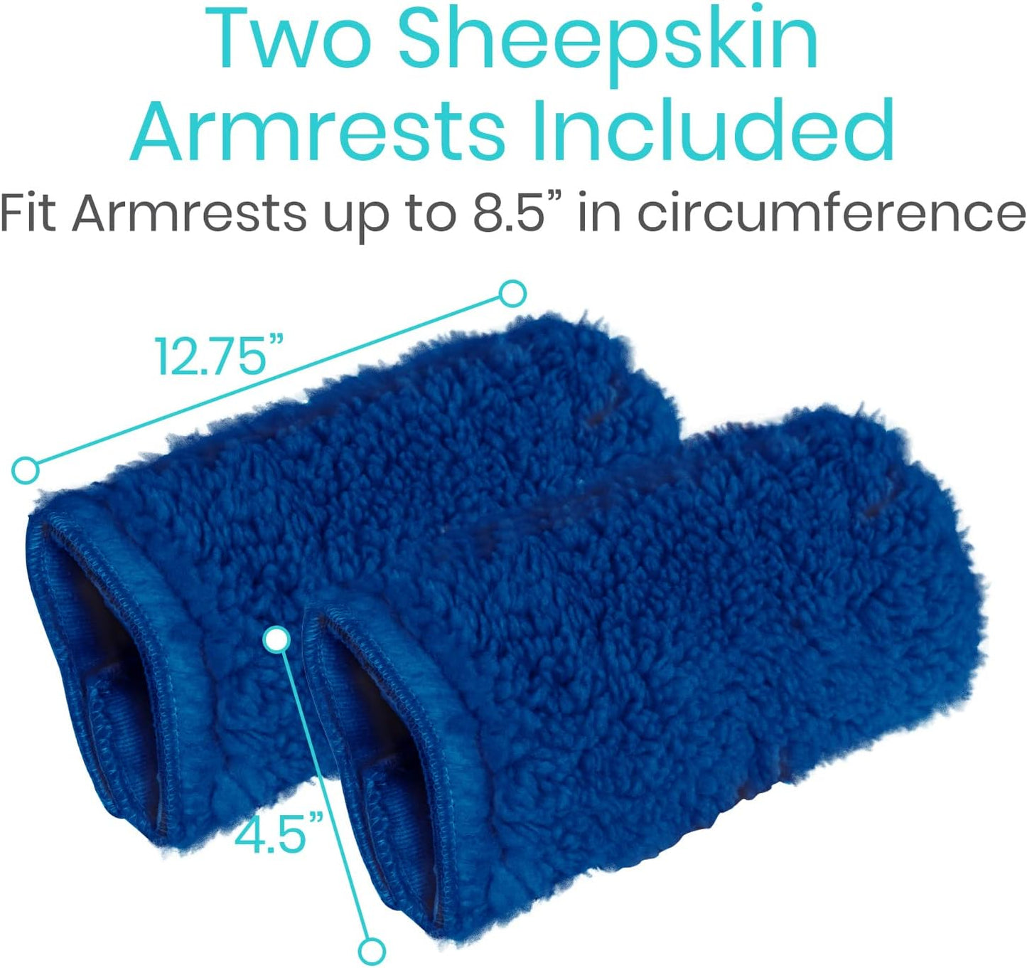 Vive Wheelchair Armrest Pads (2 PCS) - Memory Foam Sheepskin Cushion Accessories for Transport Electric Wheel Chair Arm Rests - for Adults, Seniors, Handicapped - Soft Support for Office Chair