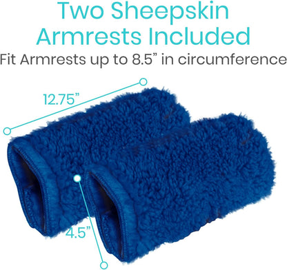 Vive Wheelchair Armrest Pads (2 PCS) - Memory Foam Sheepskin Cushion Accessories for Transport Electric Wheel Chair Arm Rests - for Adults, Seniors, Handicapped - Soft Support for Office Chair