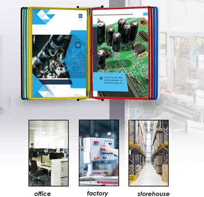 Wall Mount Reference Display System, Catalog Display Rack, A4 Folder Wall-Mounted File Holder, 10 Panels Desktop/Wall Reference System, Poster Flip Book,Folders(Green)