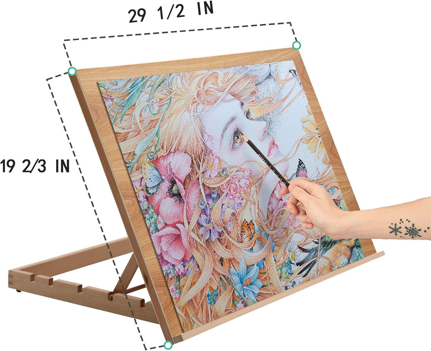 Falling in Art 5-Position Wood Drafting Table Easel Drawing and Sketching Board, 16 1/2 Inches by 12 1/8 Inches