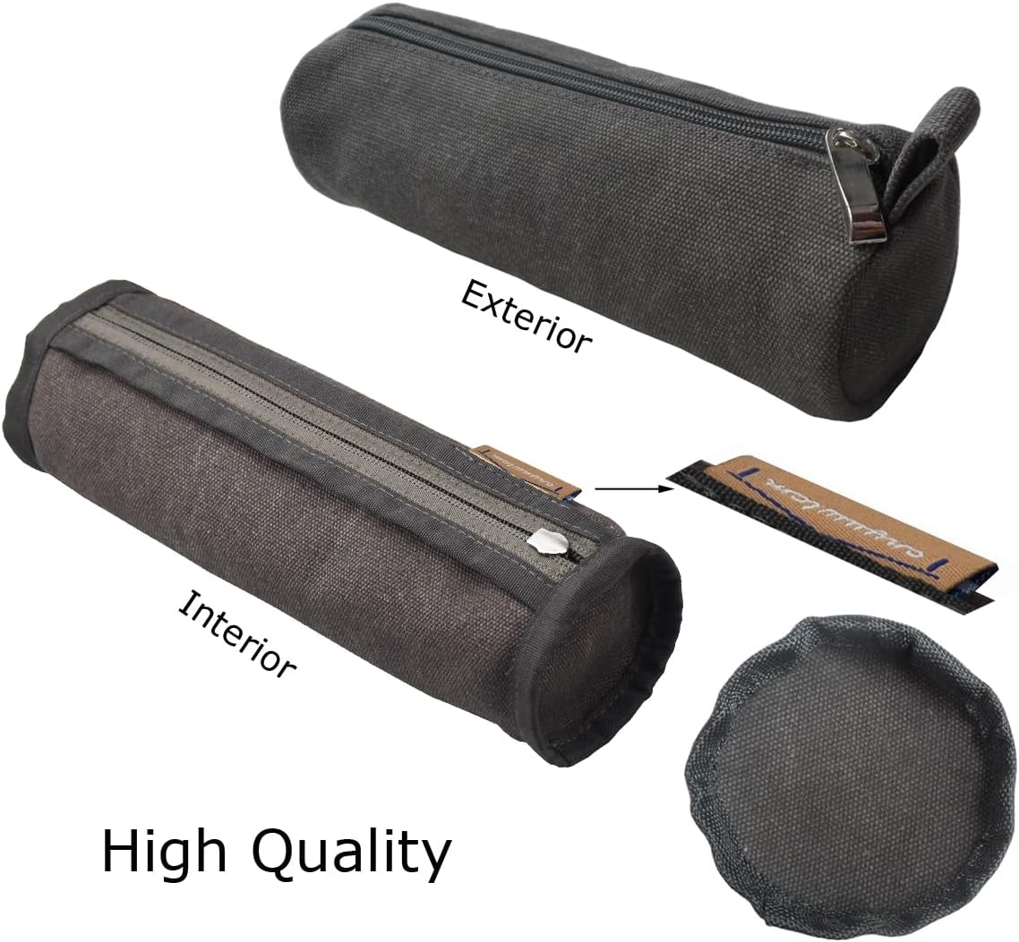 Heavy Canvas Stationery Portable Compact Simple Zipper Pencil Case and Durable Small Medicine Bag 1 Pack Khaki