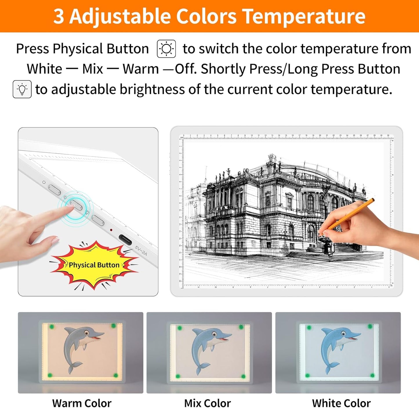 TOHETO Rechargeable A2 Light Pad for Diamond Painting 25.2''x18.4'', Magnetic Diamond Art Light Board, Wireless Lightbox for Tracing and Drawing, Cordless LED Light Table for Sketching, Weeding Vinyl