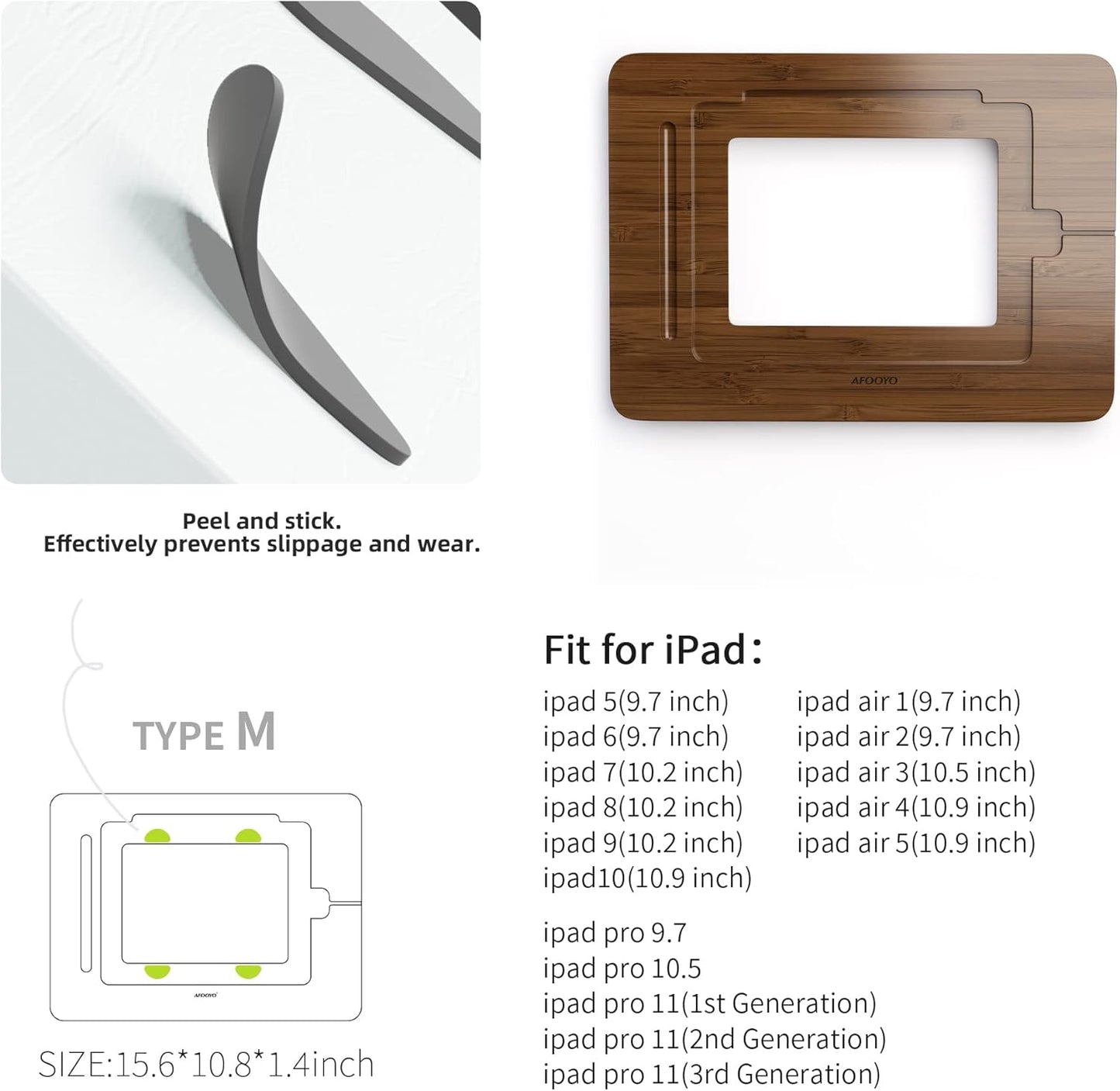 AFOOYO Bamboo Tablet Drawing Stand - Portable & Adjustable 5 Angles,Laptop Stands Riser, Book Reading Stand,Compatible with 9.7/10.2/10.5/10.9/11 inches