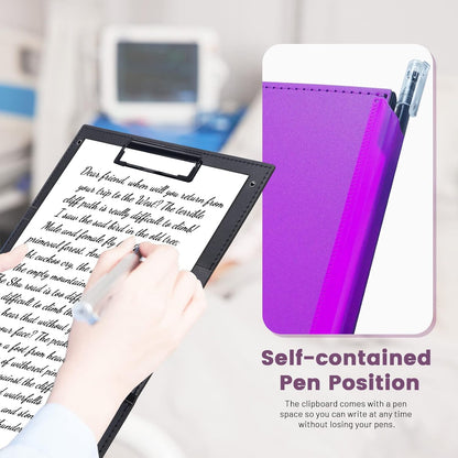 Portable Foldable Nursing Clipboard, Folding Metal Clipboard Pocket Size, Whitecoat Clipboard Nurse Edition Trifold, Occupational Therapy Clipboard for Doctors（Pink）